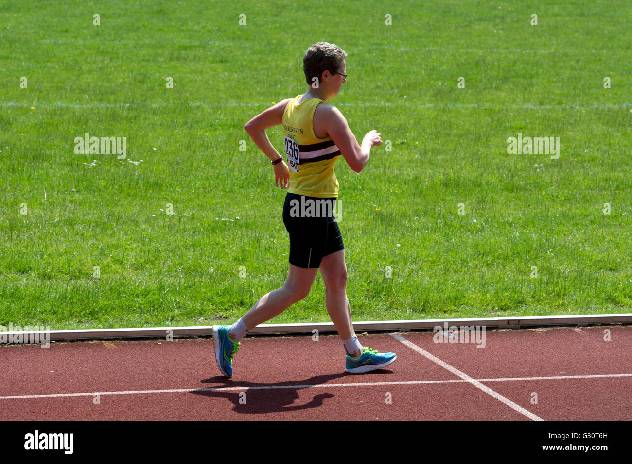Masters athletics UK. Female athlete in a walking race Stock Photo Alamy