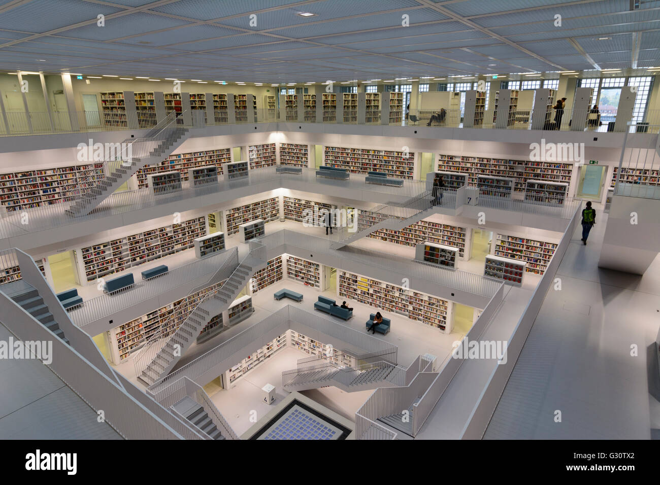 Gallery Hall of the City Library on Mailänder Platz, Germany, Baden-Württemberg, Region Stuttgart, Stuttgart Stock Photo