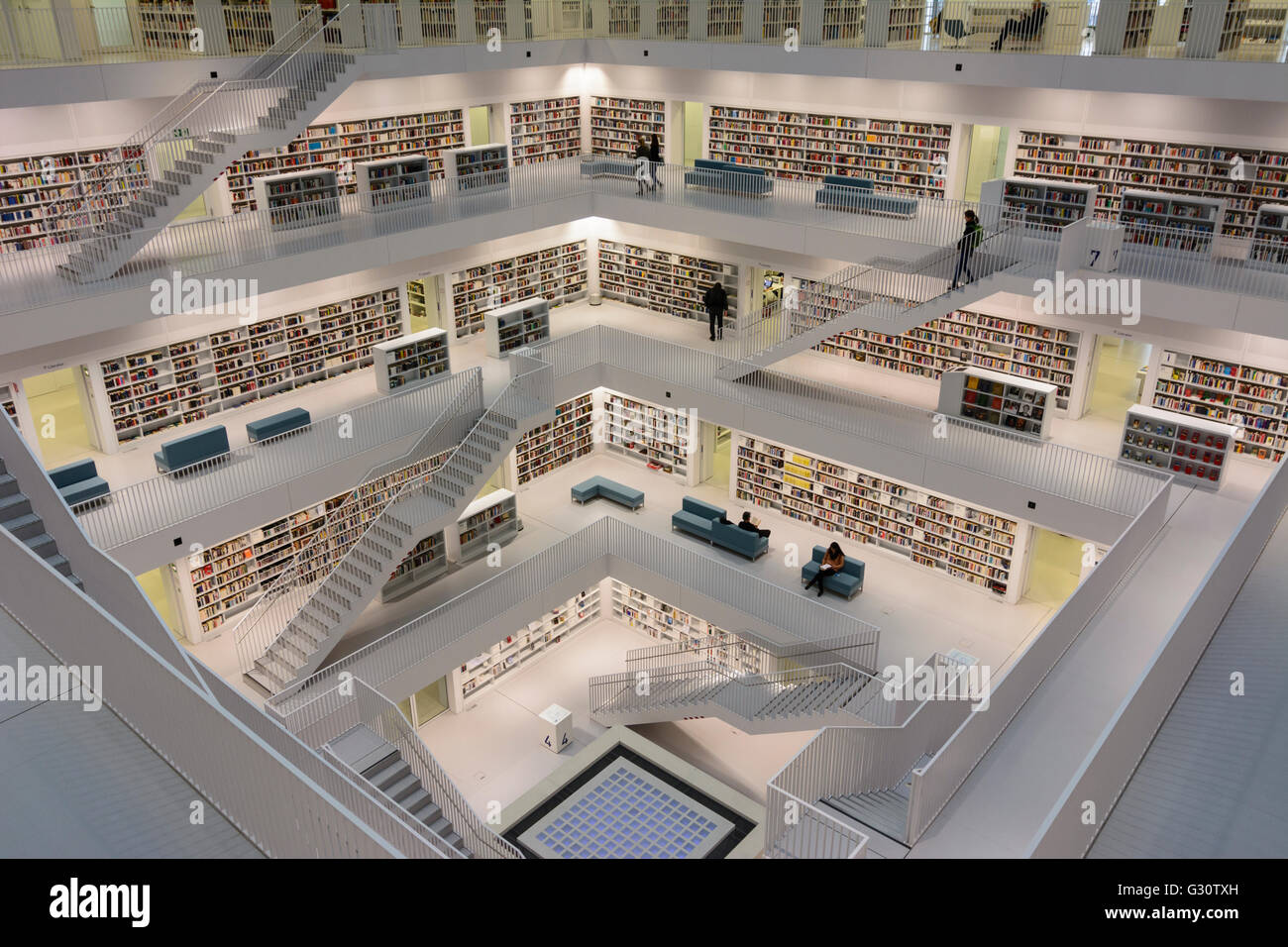 Gallery Hall of the City Library on Mailänder Platz, Germany, Baden-Württemberg, Region Stuttgart, Stuttgart Stock Photo