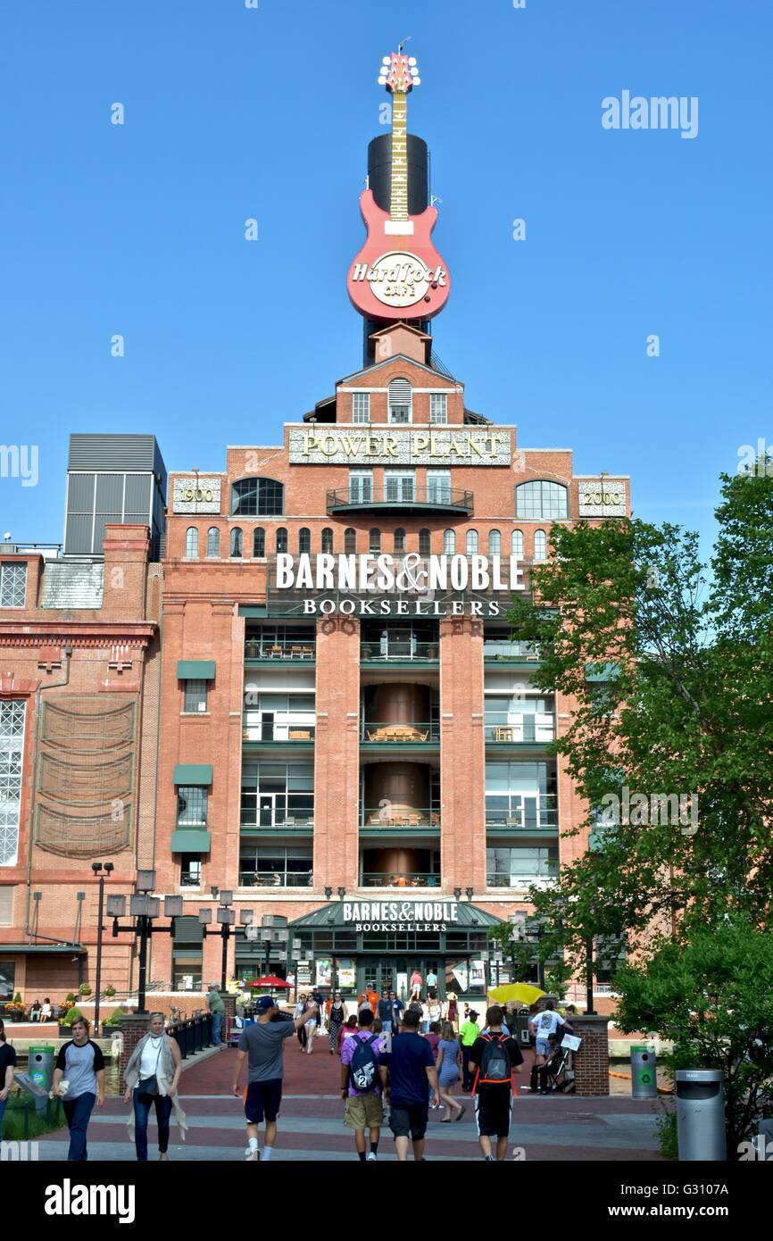 Baltimore inner harbor seafood restaurant and Barnes and Noble Stock
