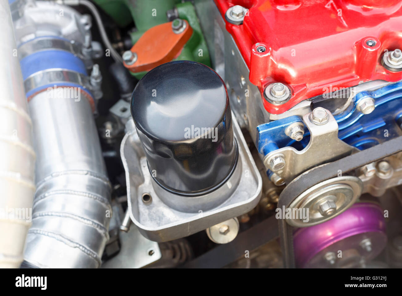 oil filter in race car Stock Photo Alamy