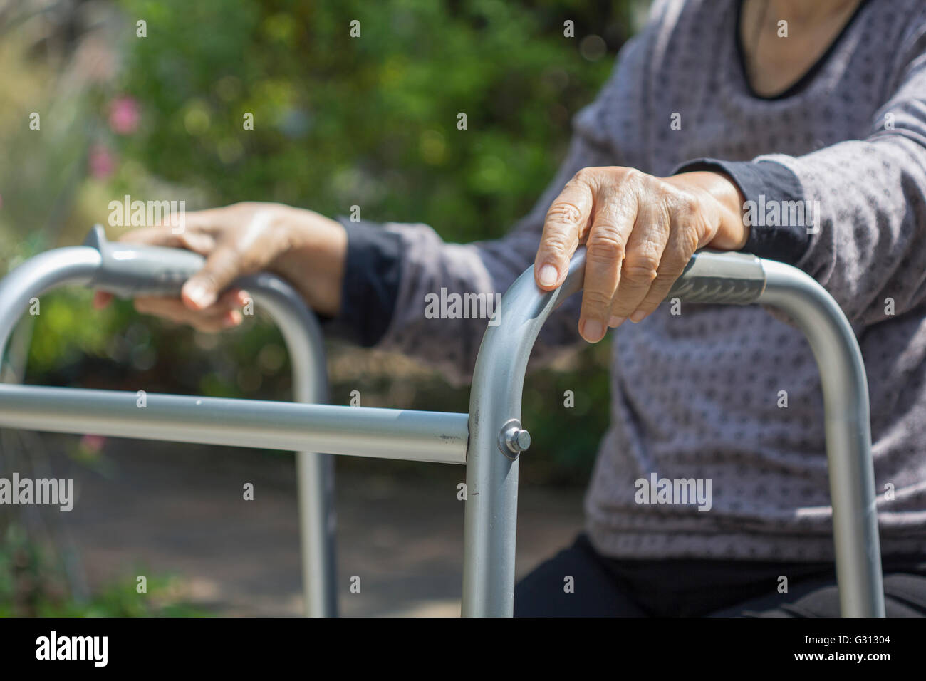 Elderly use eye shield covering after cataract surgery Stock Photo Alamy