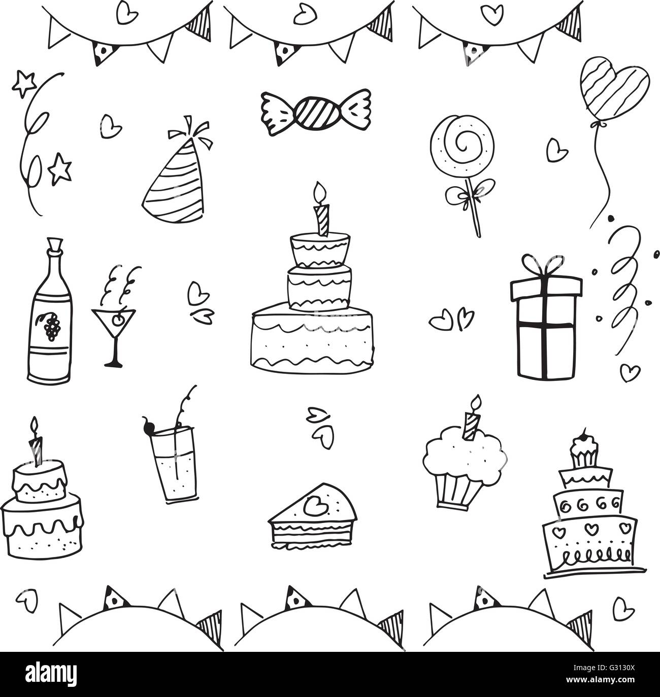 Doodle vector art birthday party Stock Vector Image & Art Alamy