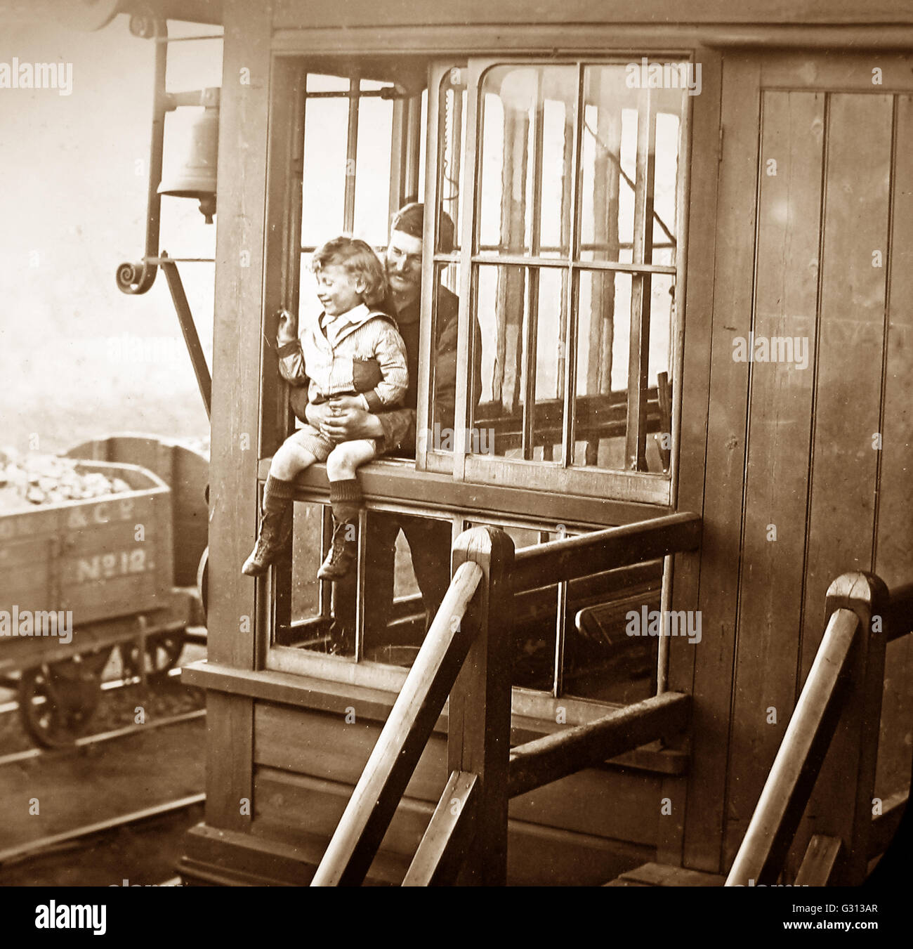 A 'Lancashire and Yorkshire Railway' signal box  - Victorian period Stock Photo