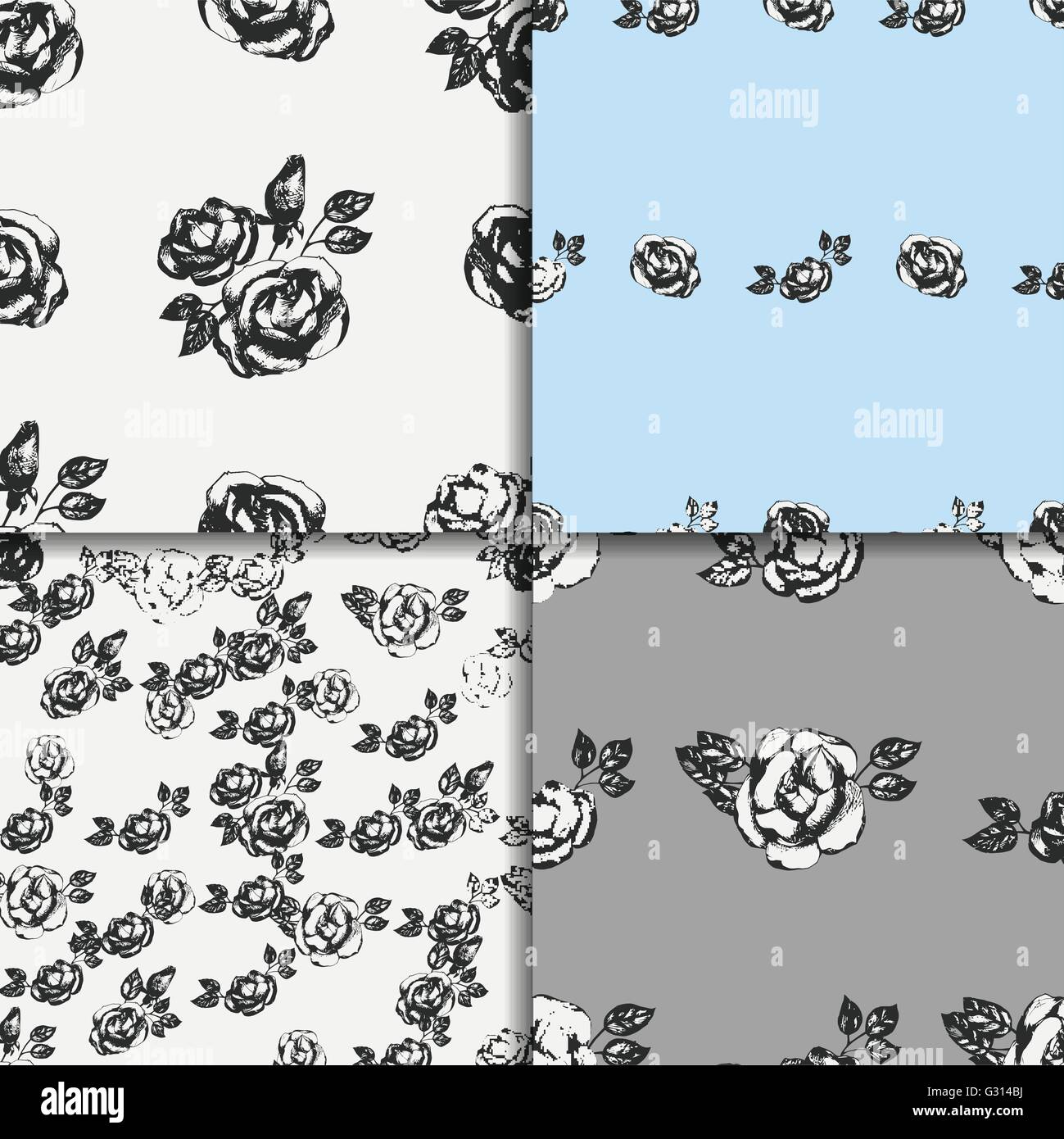 Vintage black and white rose patterns Stock Vector Image & Art - Alamy