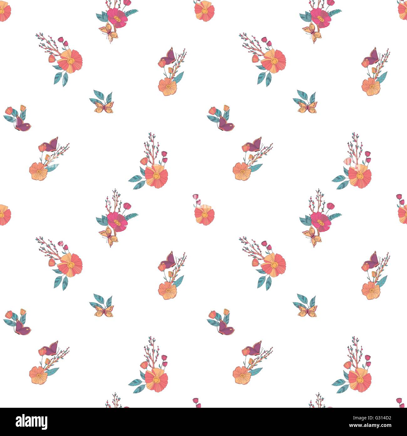 Floral Seamless Vintage Wildflowers Pattern Stock Vector Image & Art ...
