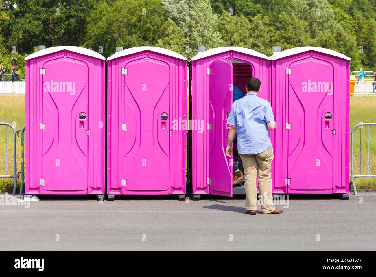 portable toilets on a street Stock Photo Alamy