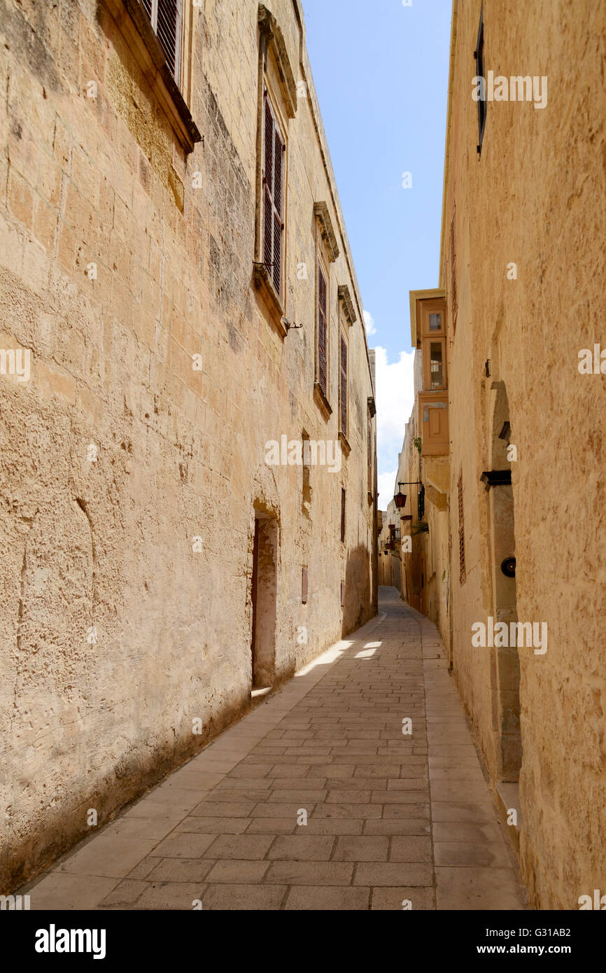 Medieval Street - Mdina, Malta Stock Photo