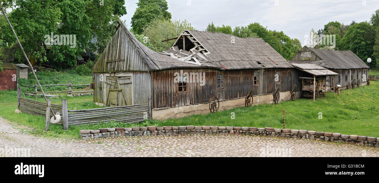 VILNIUS, LITHUANIA - MAY 15, 2016: National  museum of a retro  agricultural equipment , tools and buildings in the territory of Stock Photo