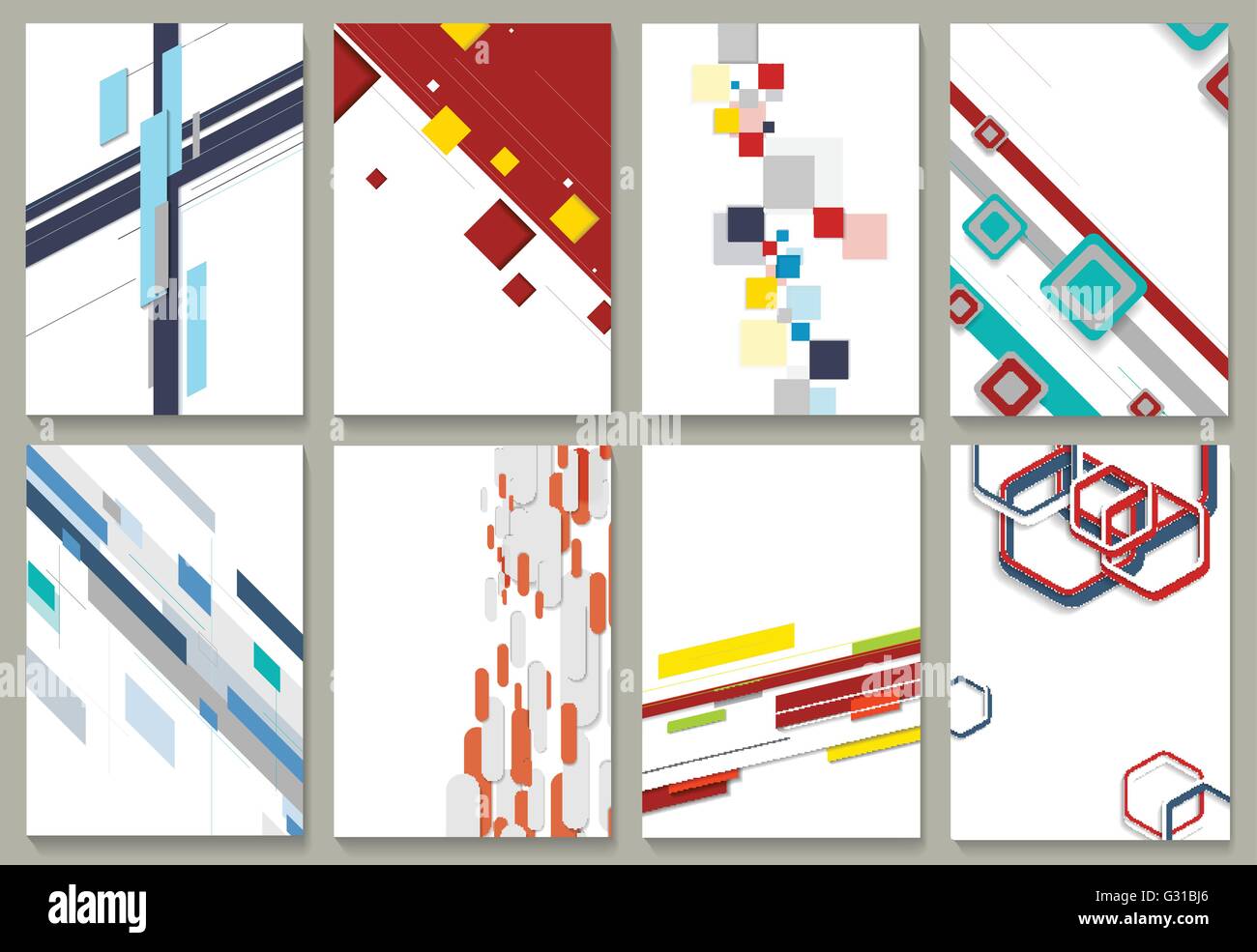 Abstract minimal geometric brochure template design set. Vector tech ...