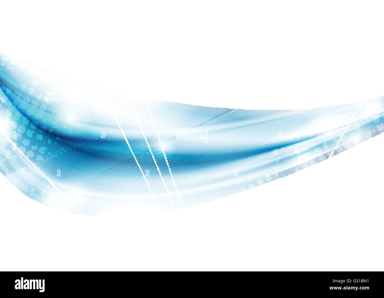 Bright blue glowing abstract waves on white background. Vector graphic ...