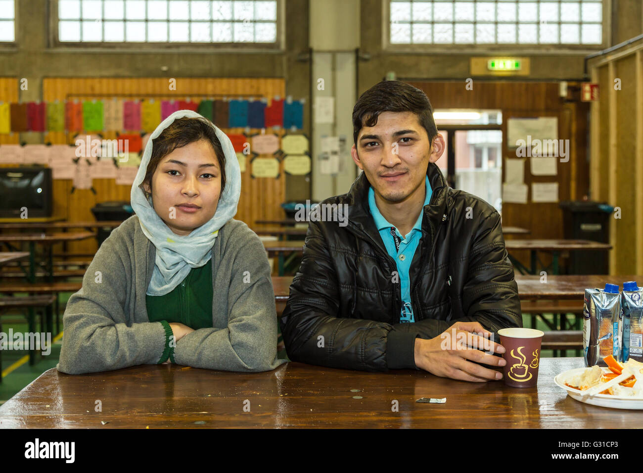 Bremen Germany Afghan Refugees In An Emergency Shelter Stock Photo Alamy