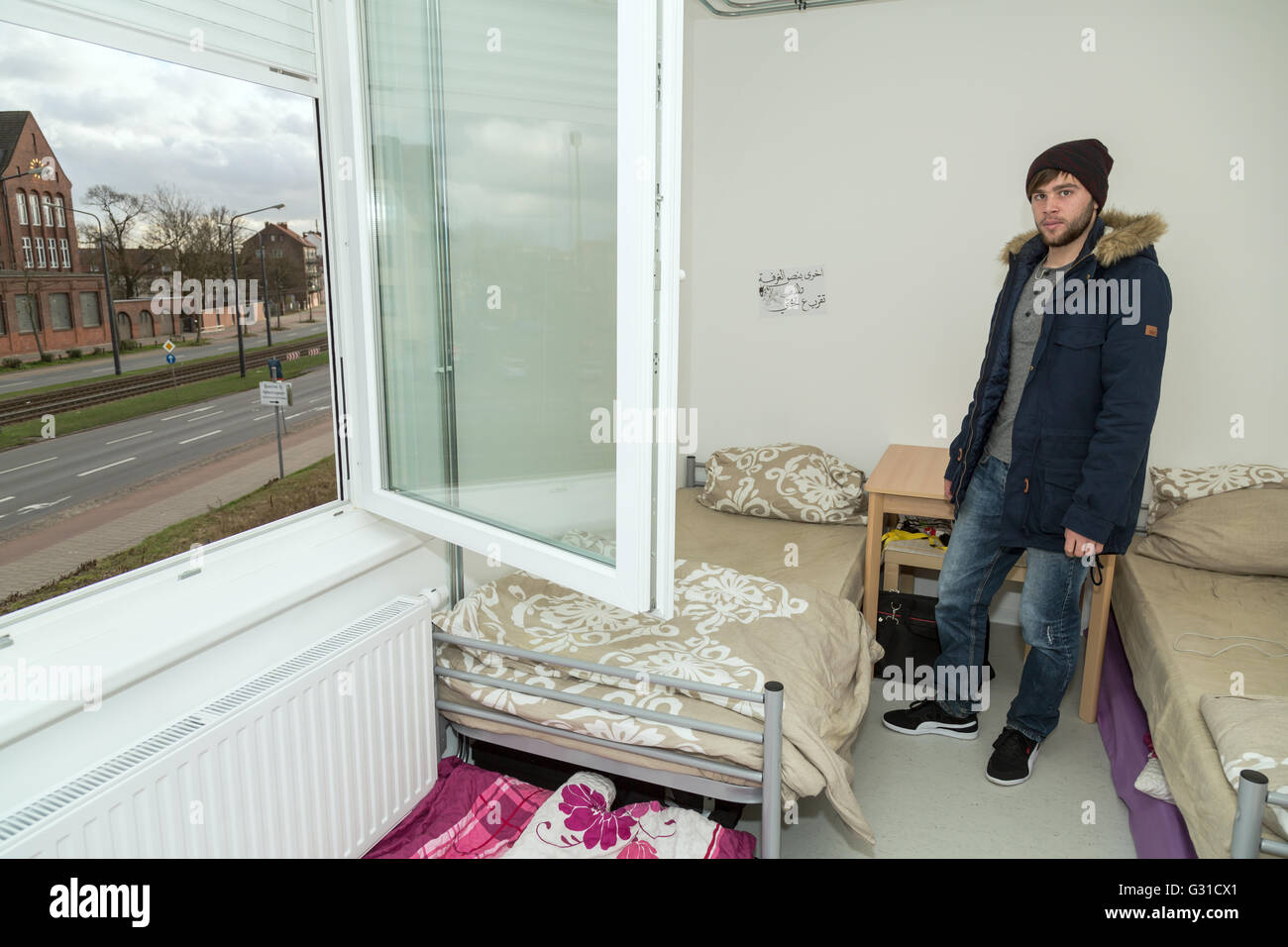 Bremen Germany Syrian Refugee In Transition Dorm Berseetor Stock Photo Alamy