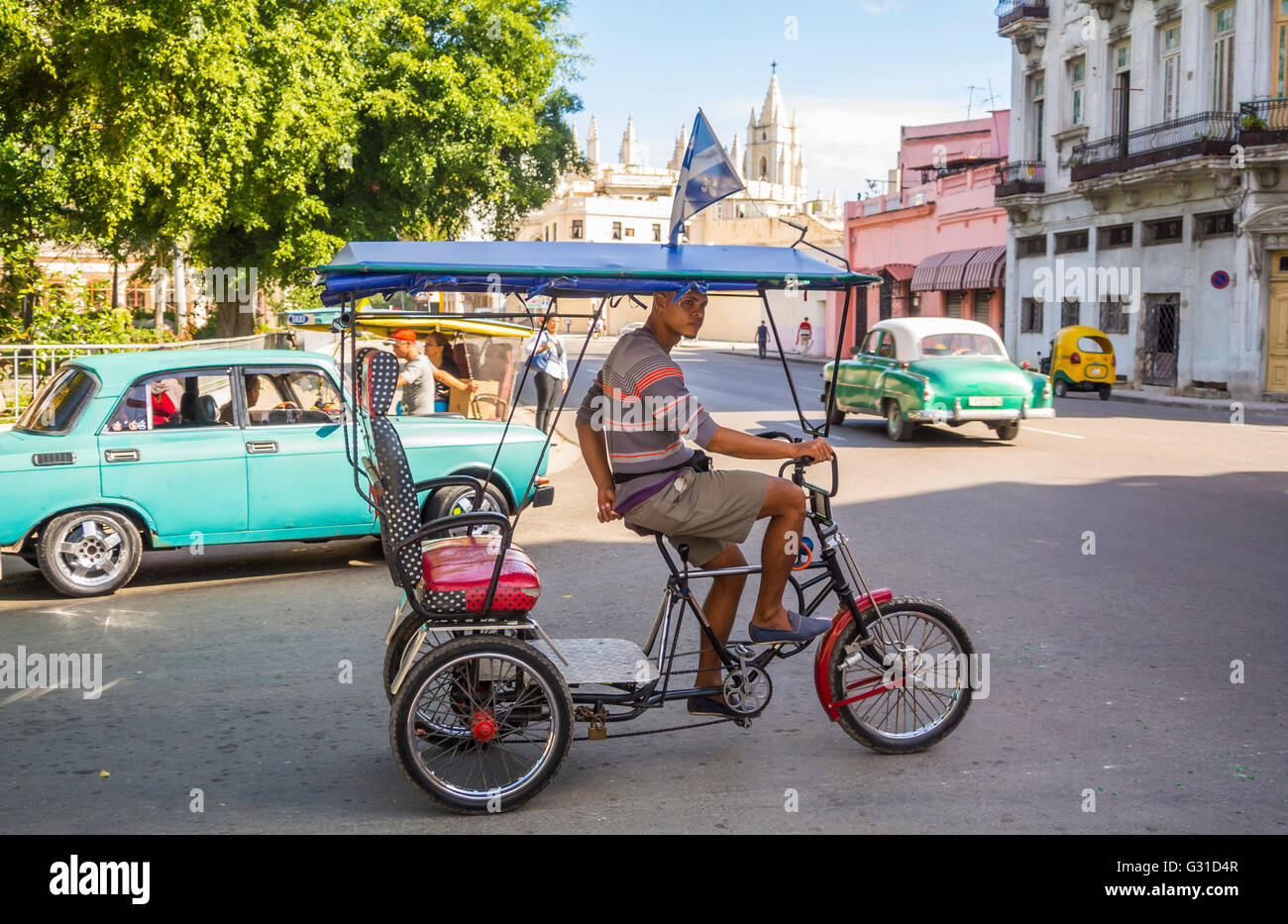 Tuktuk taxi Havana Cuba Central America Stock Photo - Alamy