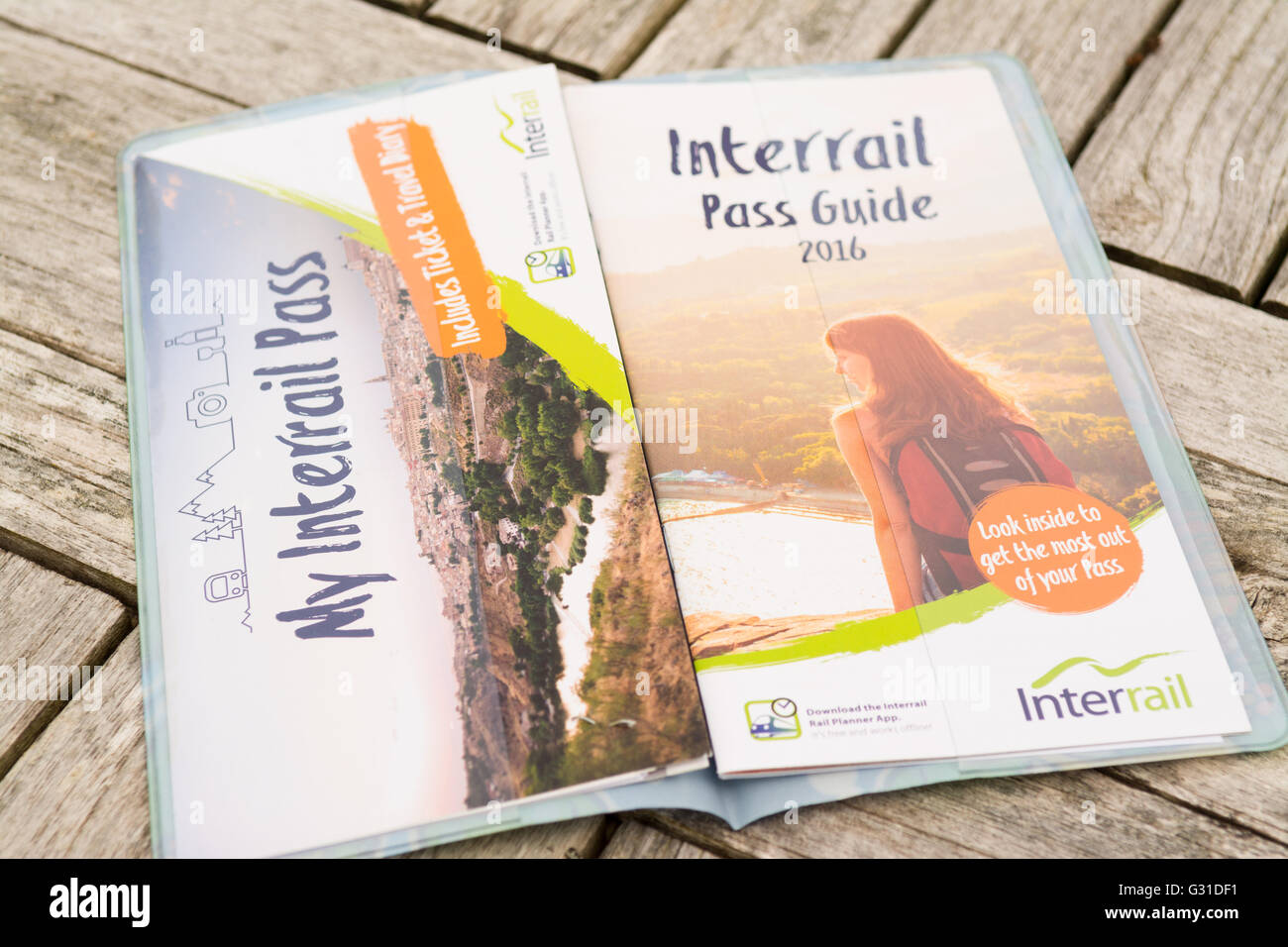 Interrailing Interrail pass ticket and travel documents Stock Photo