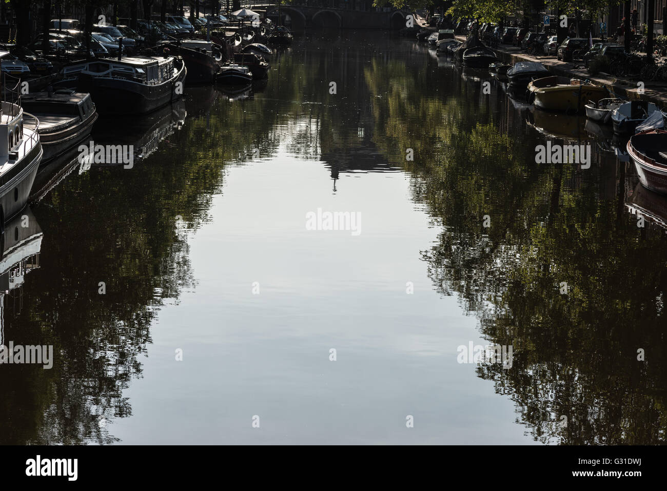 Amsterdam, Netherlands, Prinsengracht backlit Stock Photo