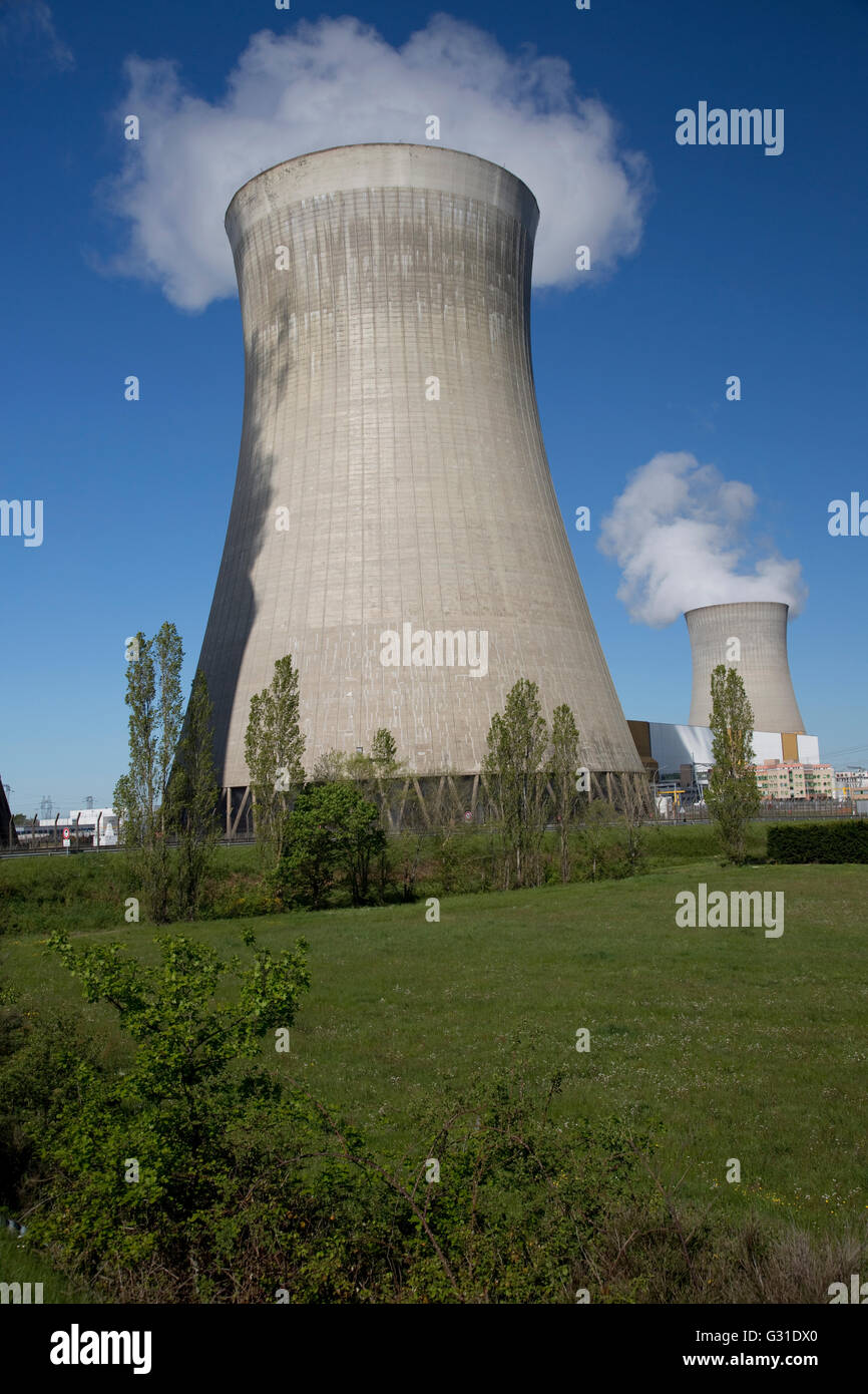 Cooling towers EDF nuclear power plant DampierreenBurly France Commissioned in 1980 it