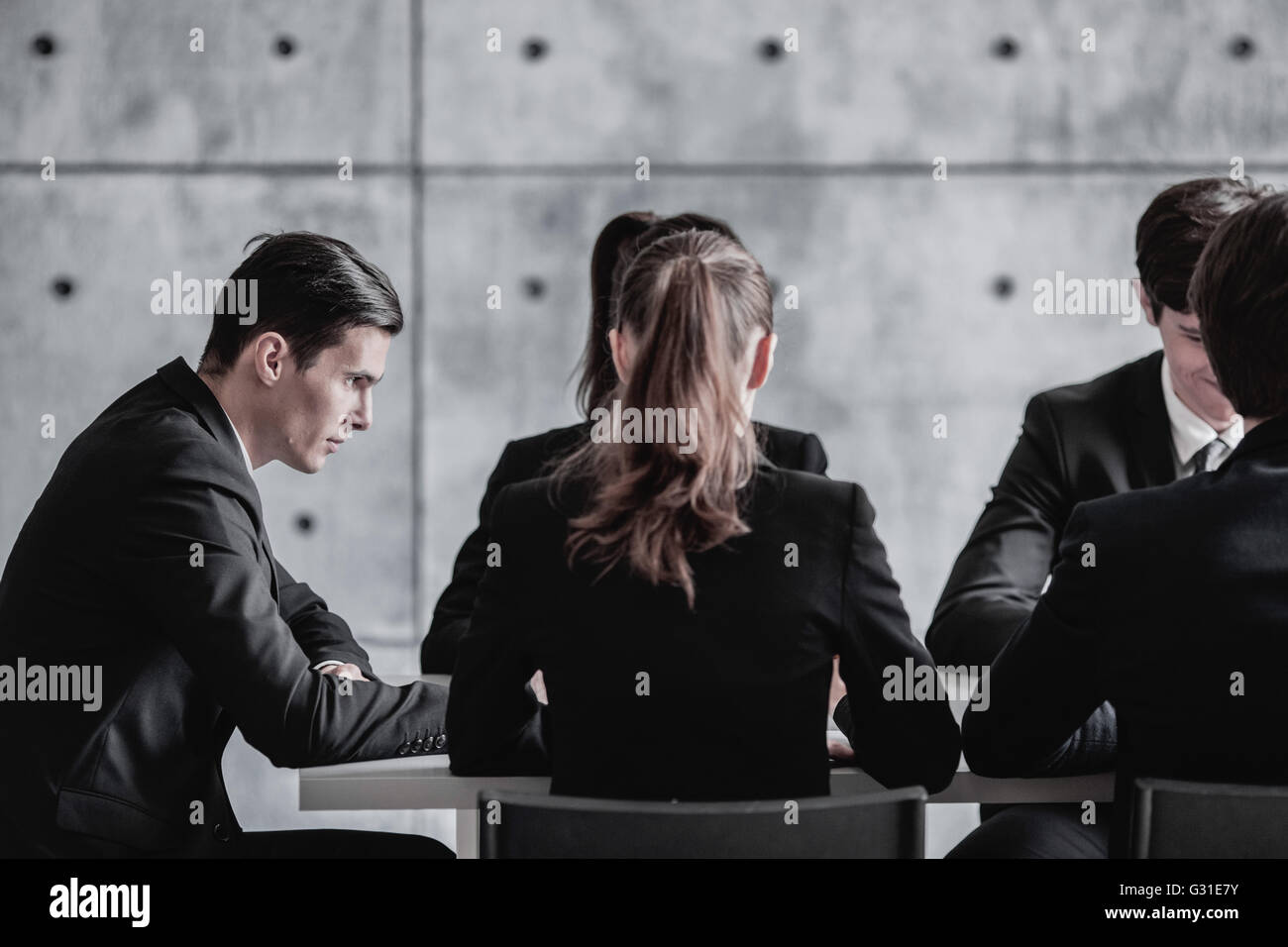 Group of business people working together at meeting in office Stock ...