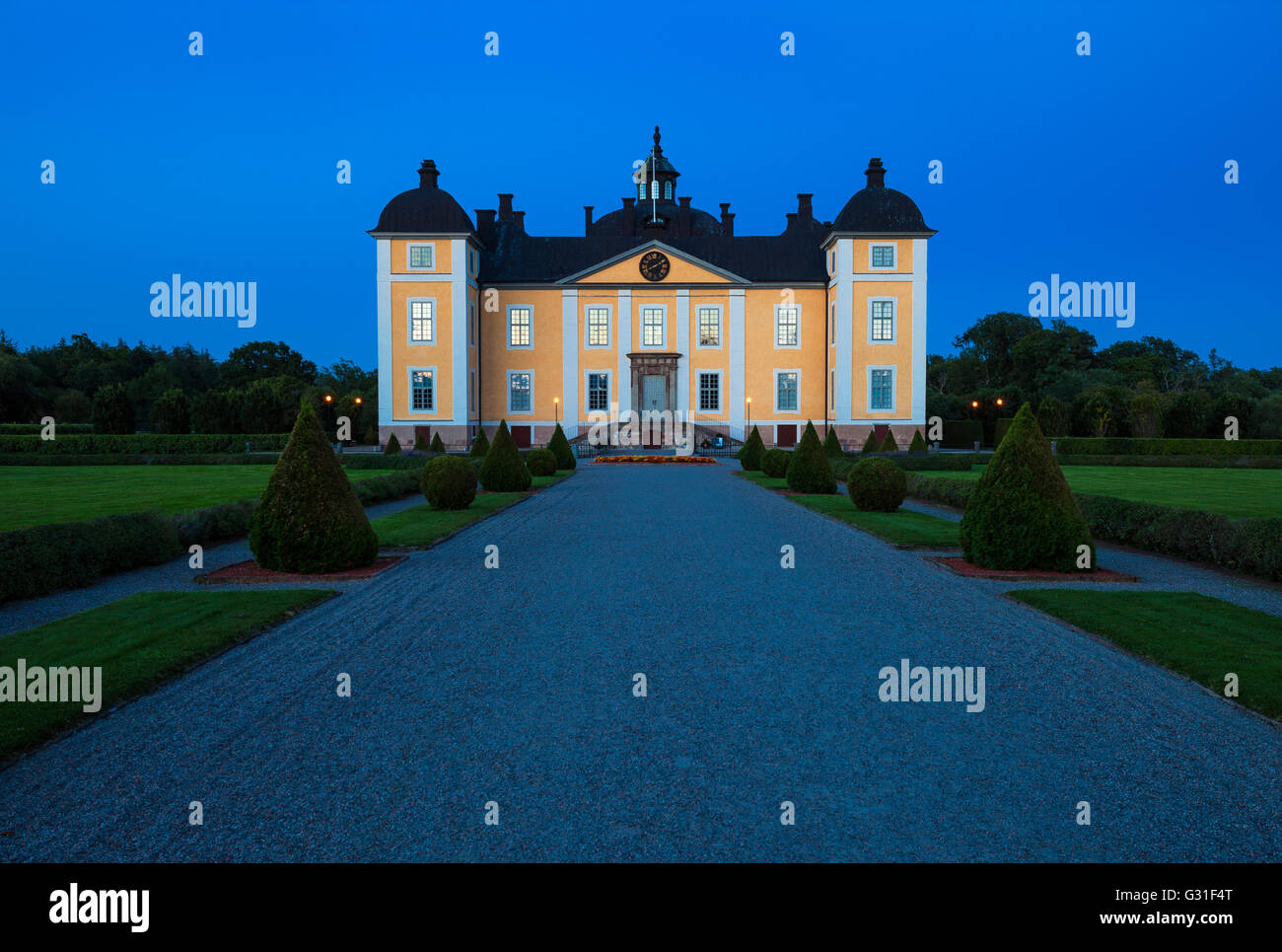 Strömsholm's Castle late in the evening, Västmanland, Sweden. Stock Photo