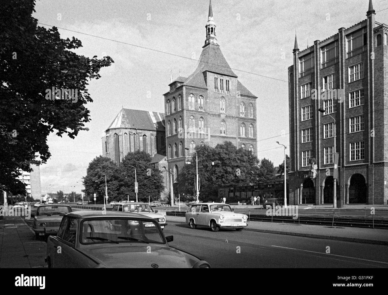 Historical building old town rostock Black and White Stock Photos