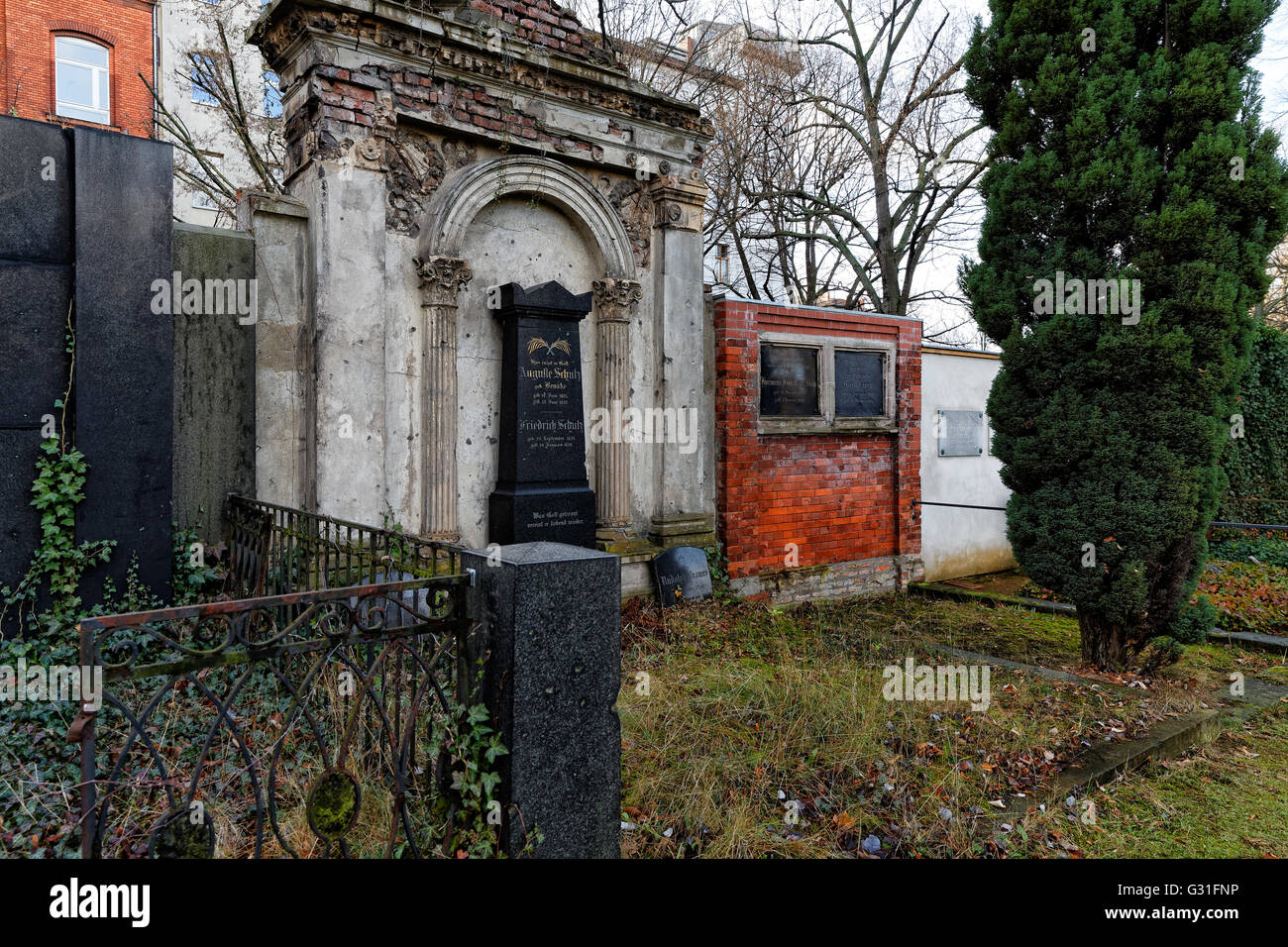 Berlin, Germany, grave stones of Cemeteries at Hallesches Tor Stock Photo