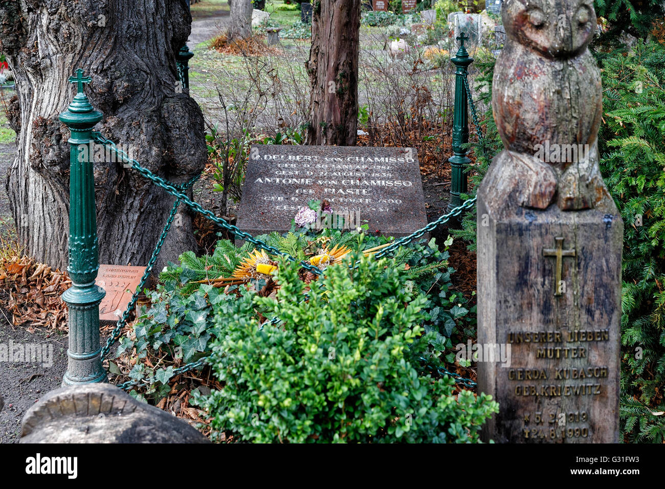 Berlin, Germany, honorary grave of Adelbert von Chamisso Stock Photo