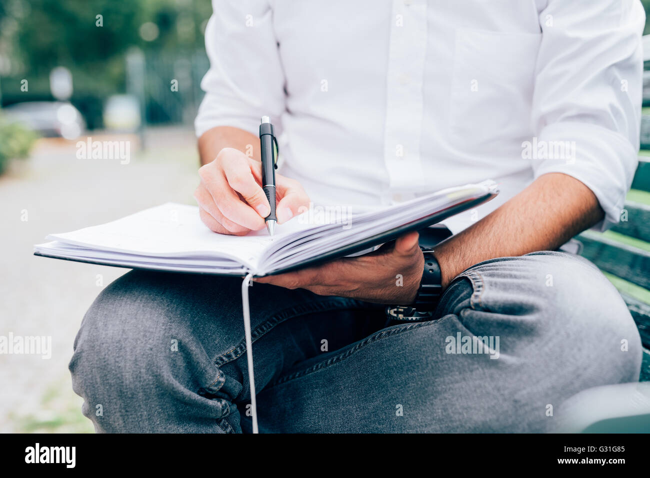 Close up detail man writing hi-res stock photography and images - Alamy