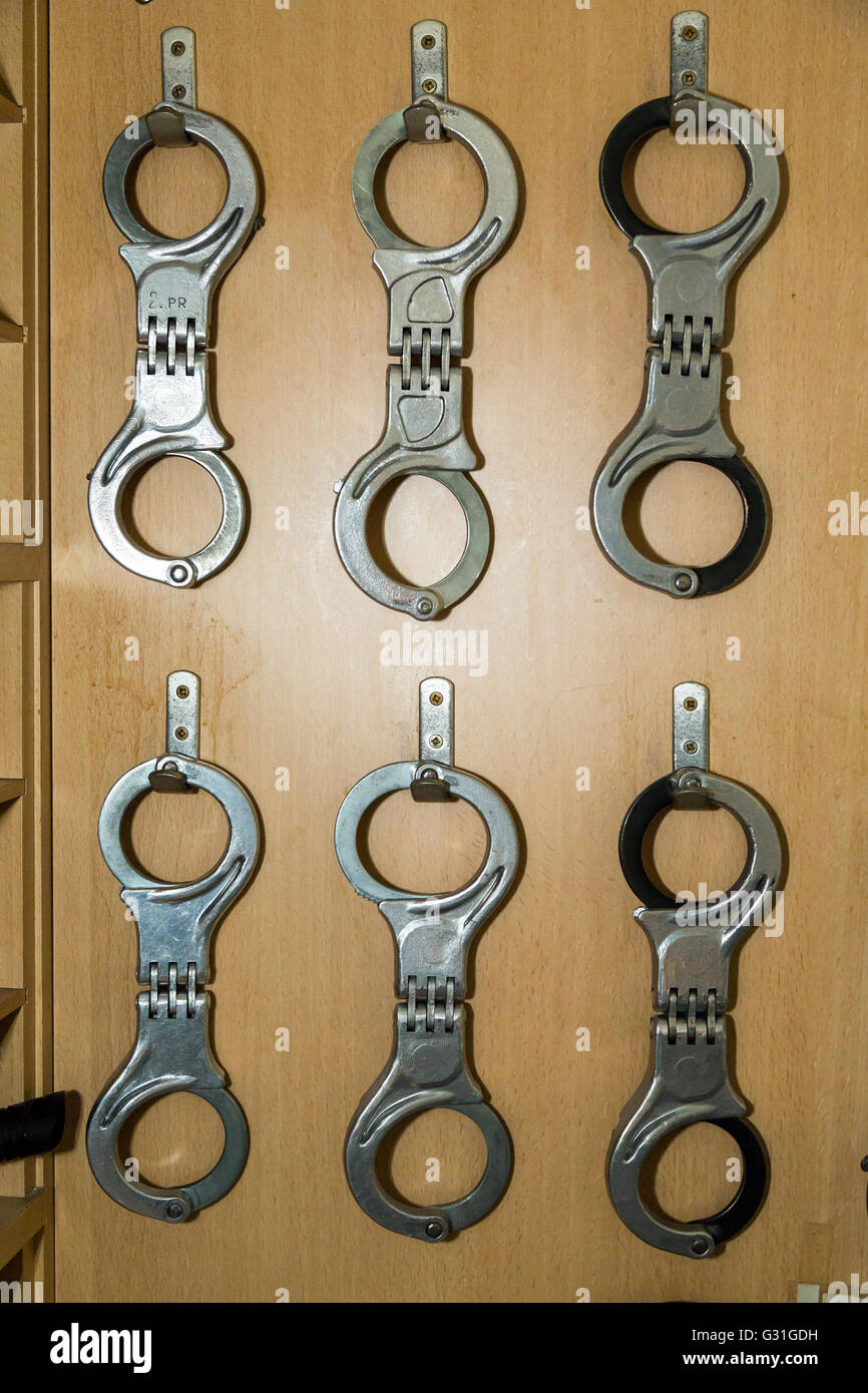 Bremen, Germany, Bremen police department in handcuffs Stock Photo