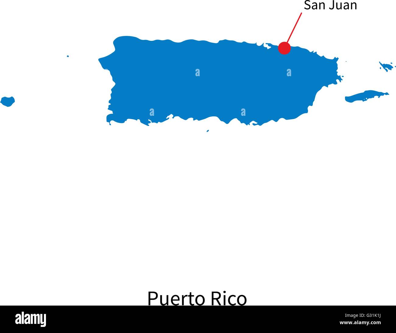 Vector Map Of Puerto Rico And Capital City San Juan Stock Vector Image Art Alamy