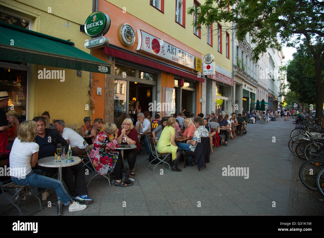 Berlin, Germany, restaurants Bergmannstrasse Stock Photo