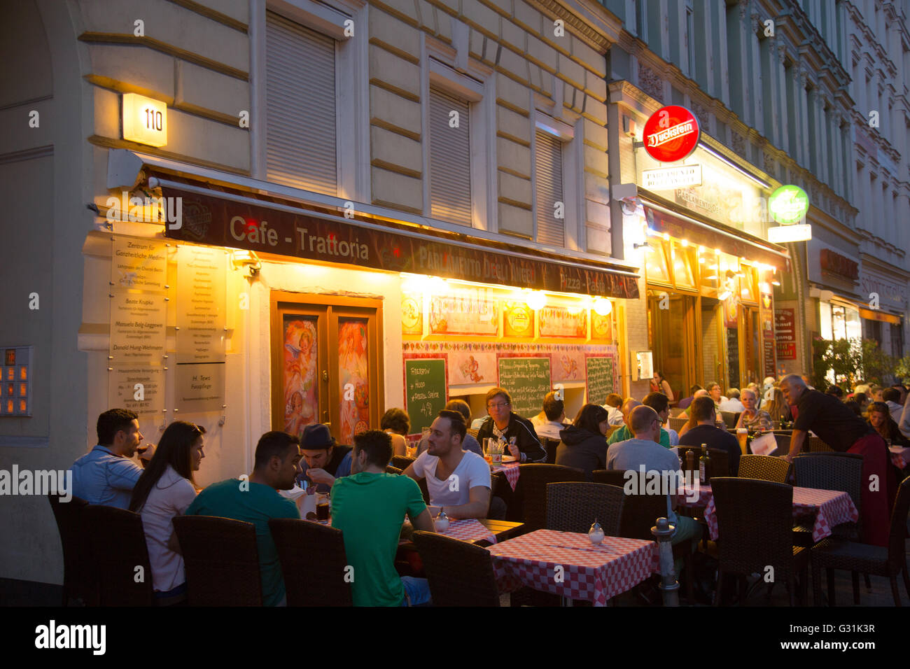 Berlin, Germany, restaurants Bergmannstrasse Stock Photo