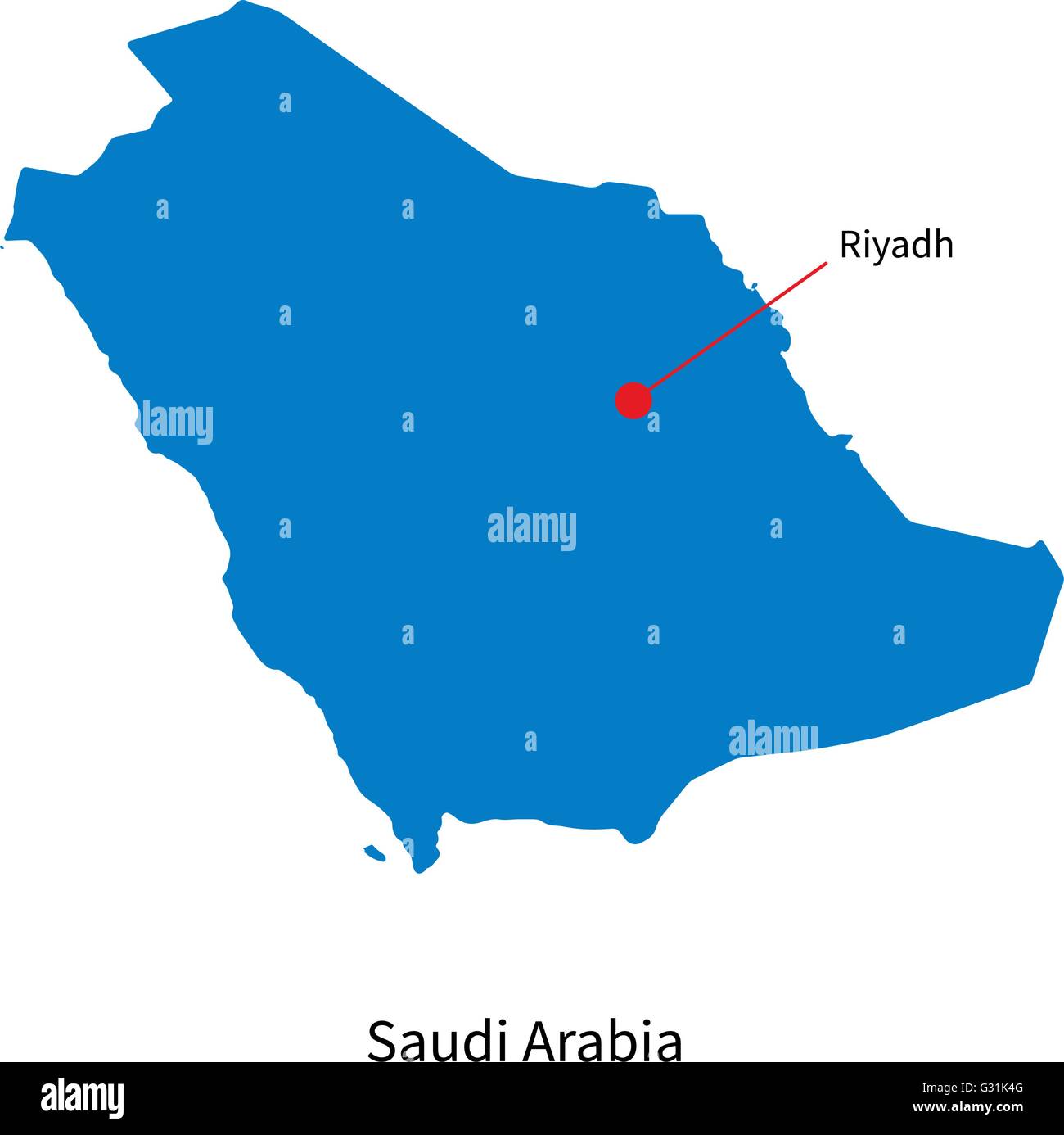 Detailed Vector Map Of Saudi Arabia And Capital City Riyadh G31K4G 