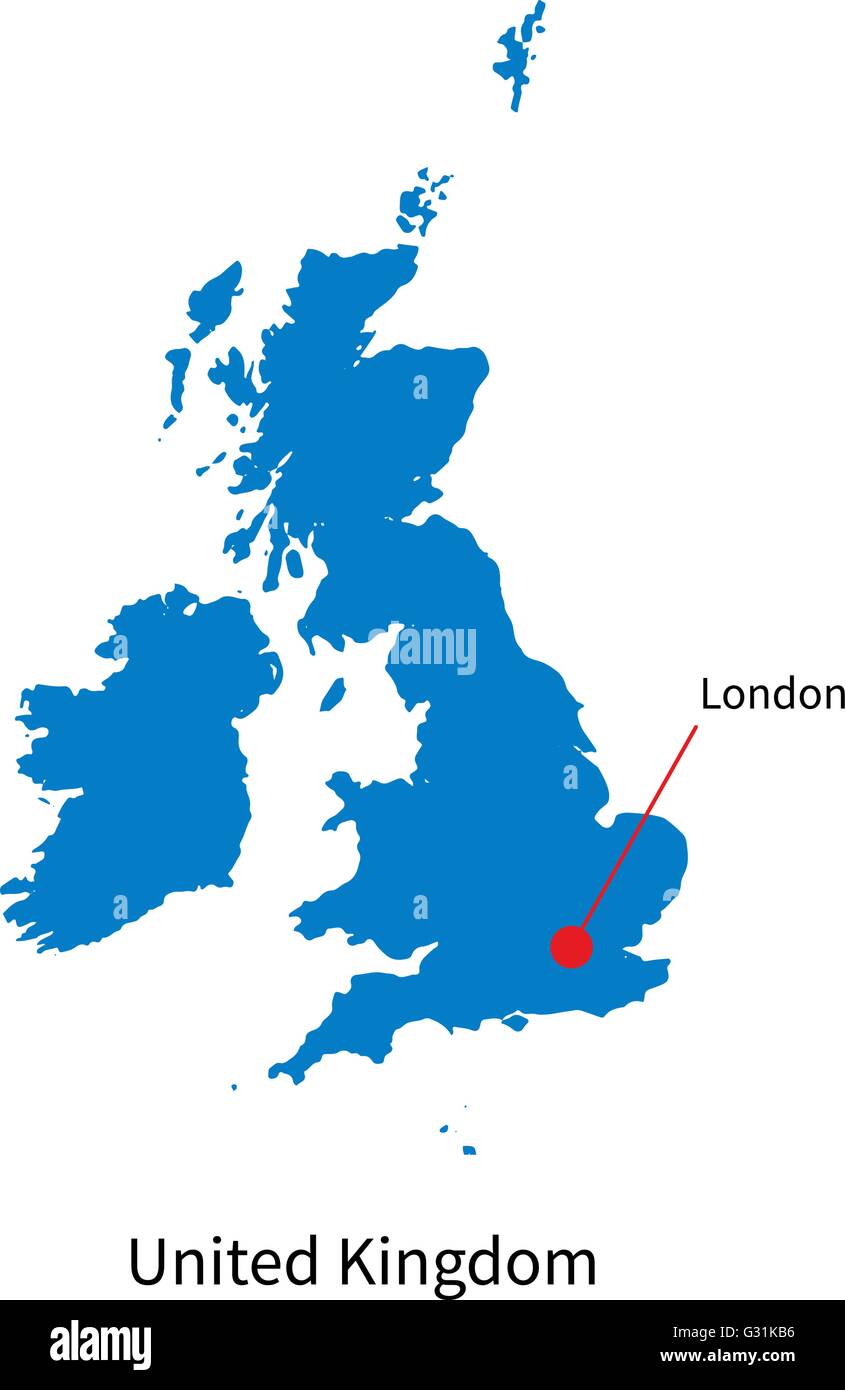 Detailed vector map of United Kingdom and capital city London ...