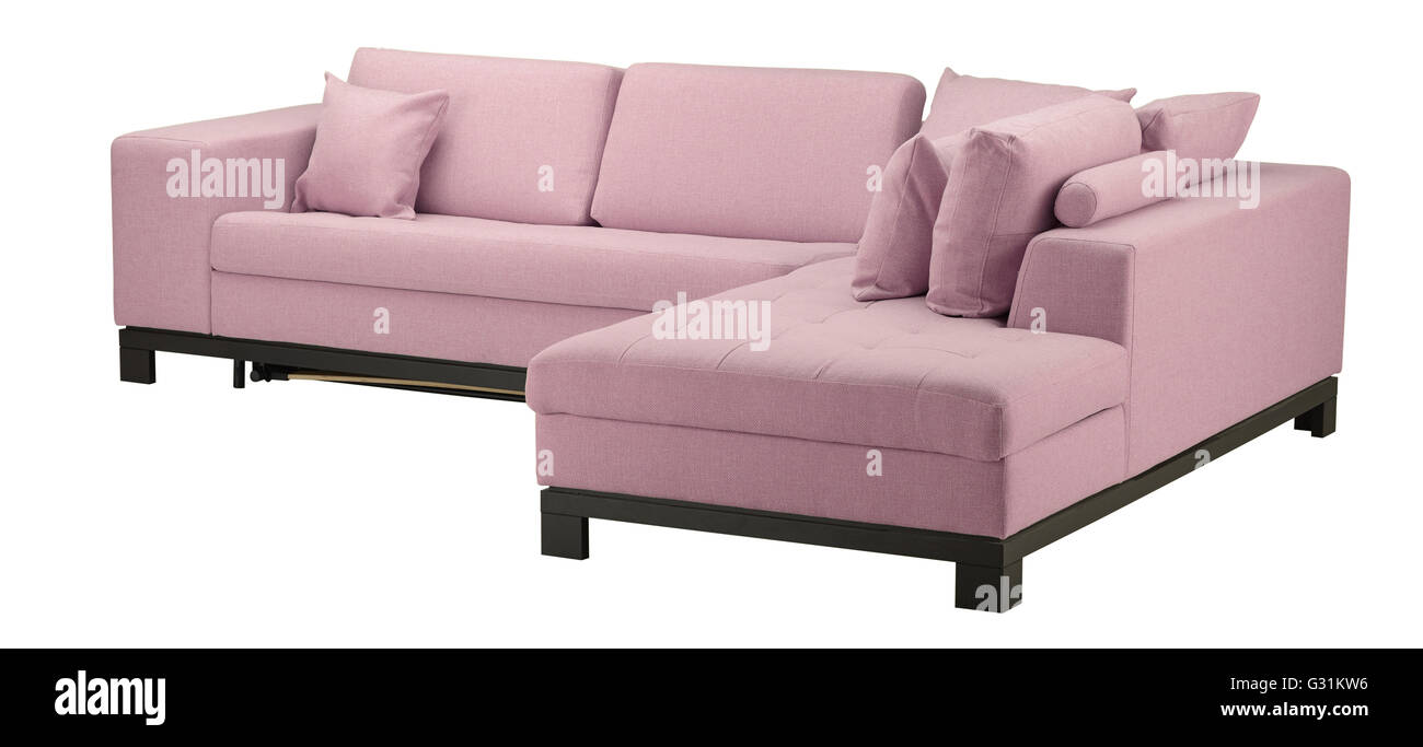 Real Photo Of A Pink Couch With Pillows Standing Next To Big