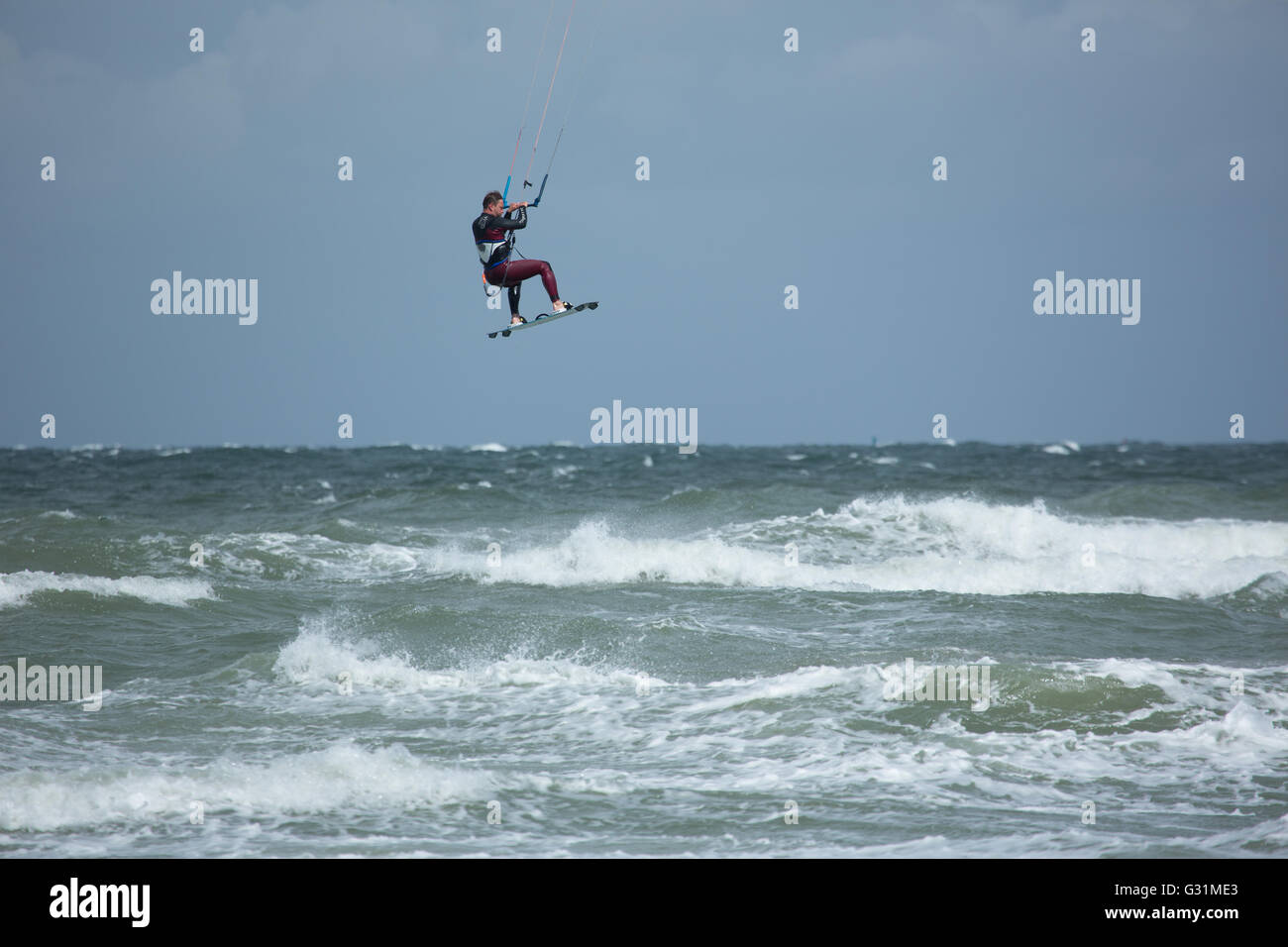 Rostock, Germany, kiters in the Baltic Sea Stock Photo