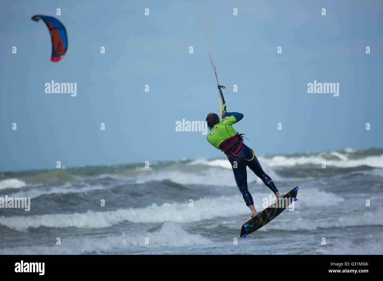 Rostock, Germany, kiters in the Baltic Sea Stock Photo