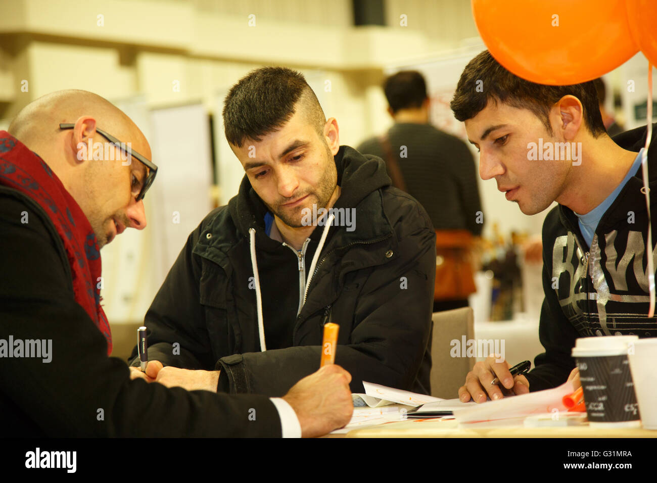 Berlin, Germany, Job Market for refugee people in the Hotel Estrel