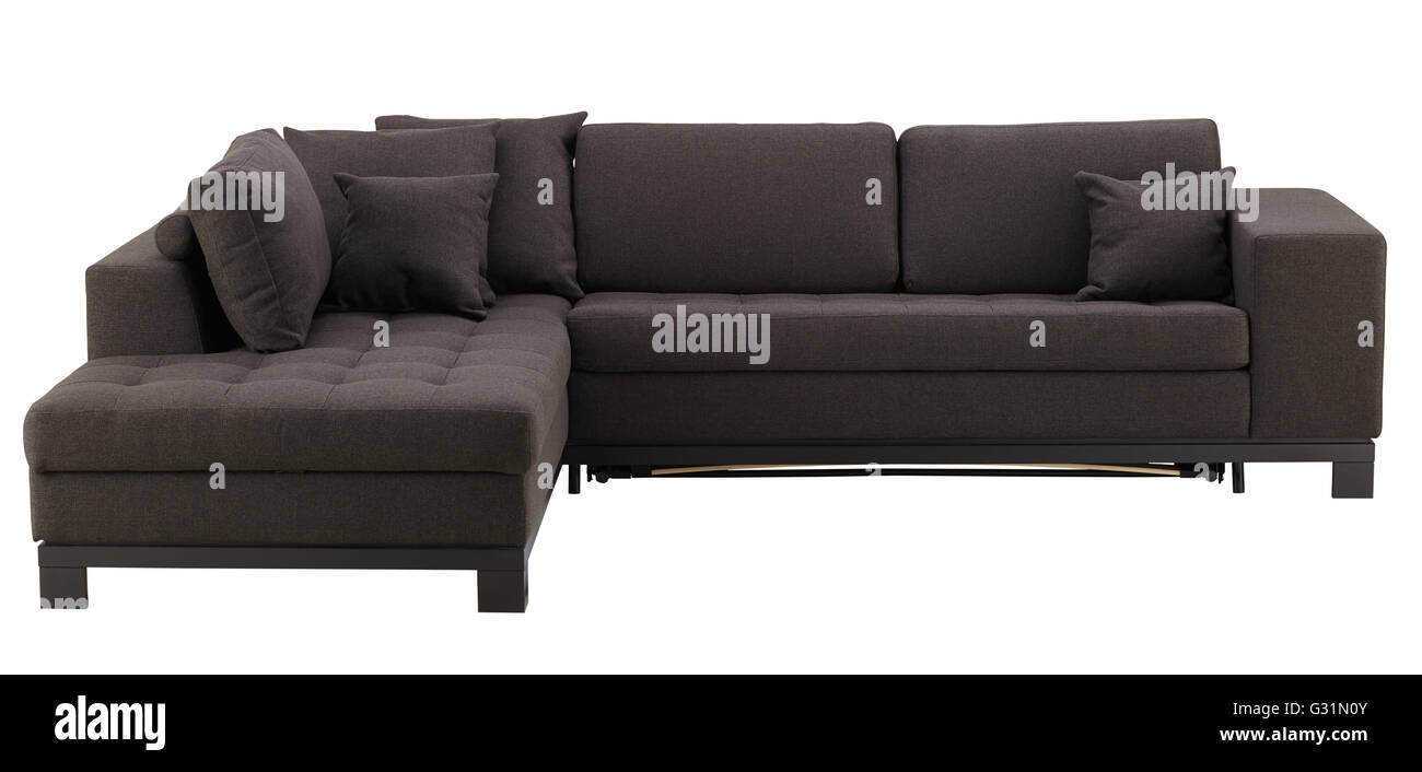 Brown corner sofa isolated on white include clipping path Stock Photo Alamy