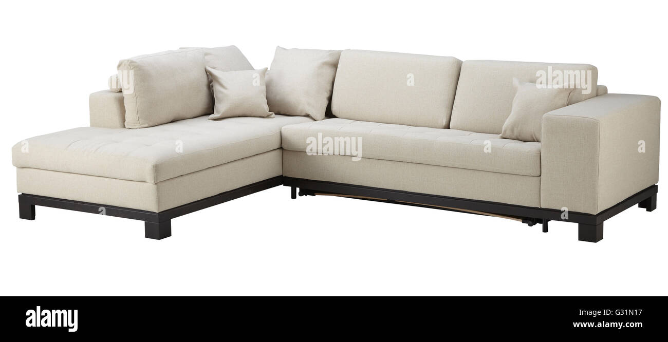 White corner sofa isolated on white include clipping path Stock Photo