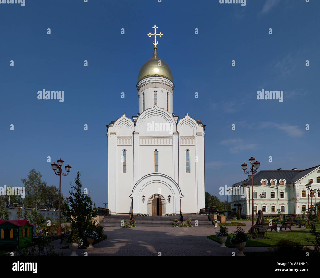 Orthodox temple complex. Russian Church on background of blue sky Stock ...