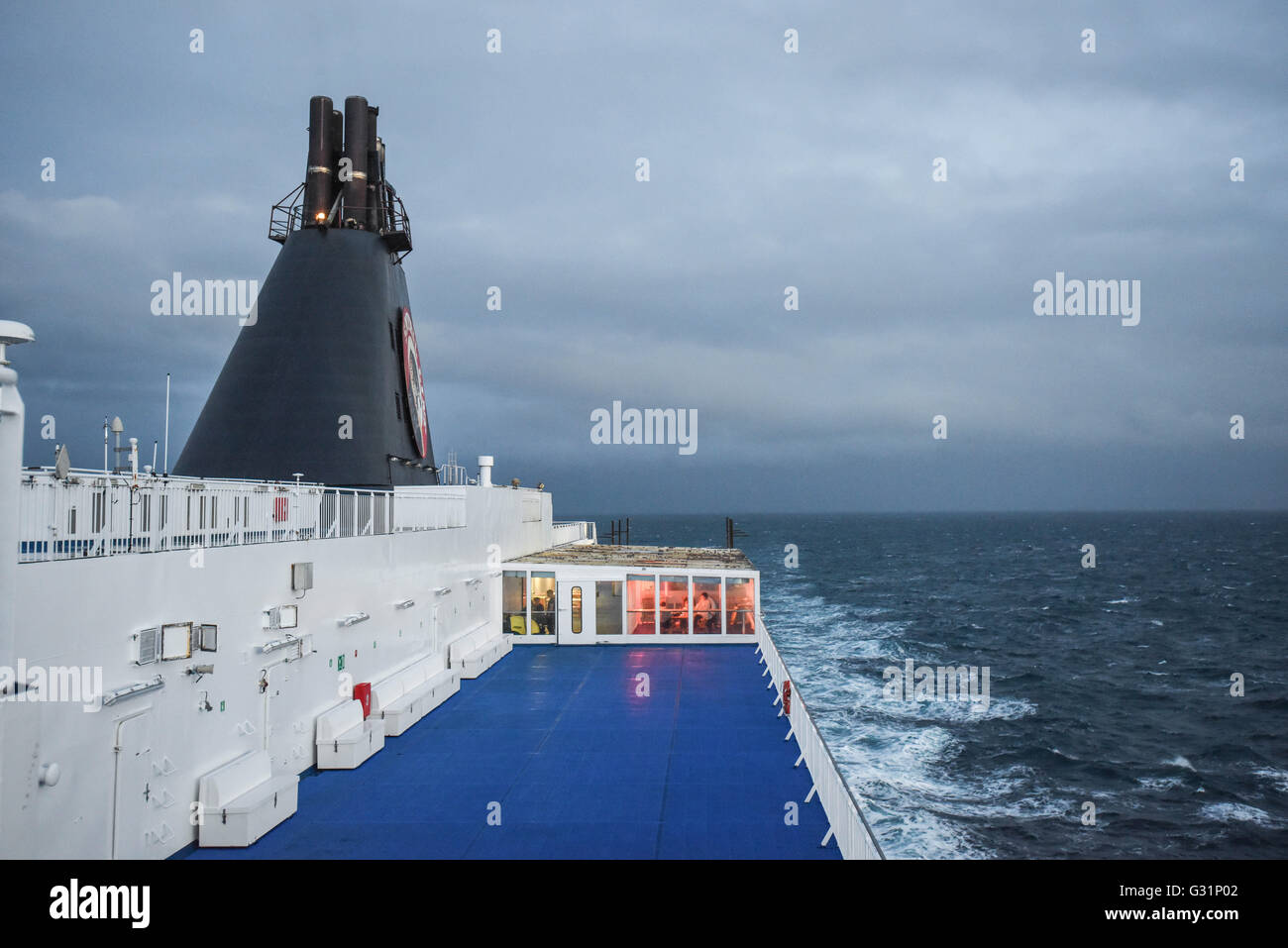 Denmark, views over the upper deck of a ferry of Smyril Line Stock Photo