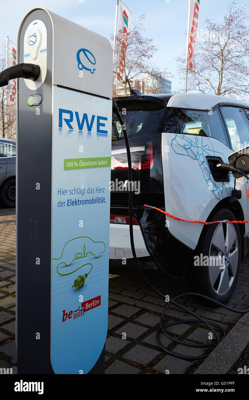 Berlin, Germany, electric vehicle at a Ladestaion Stock Photo Alamy