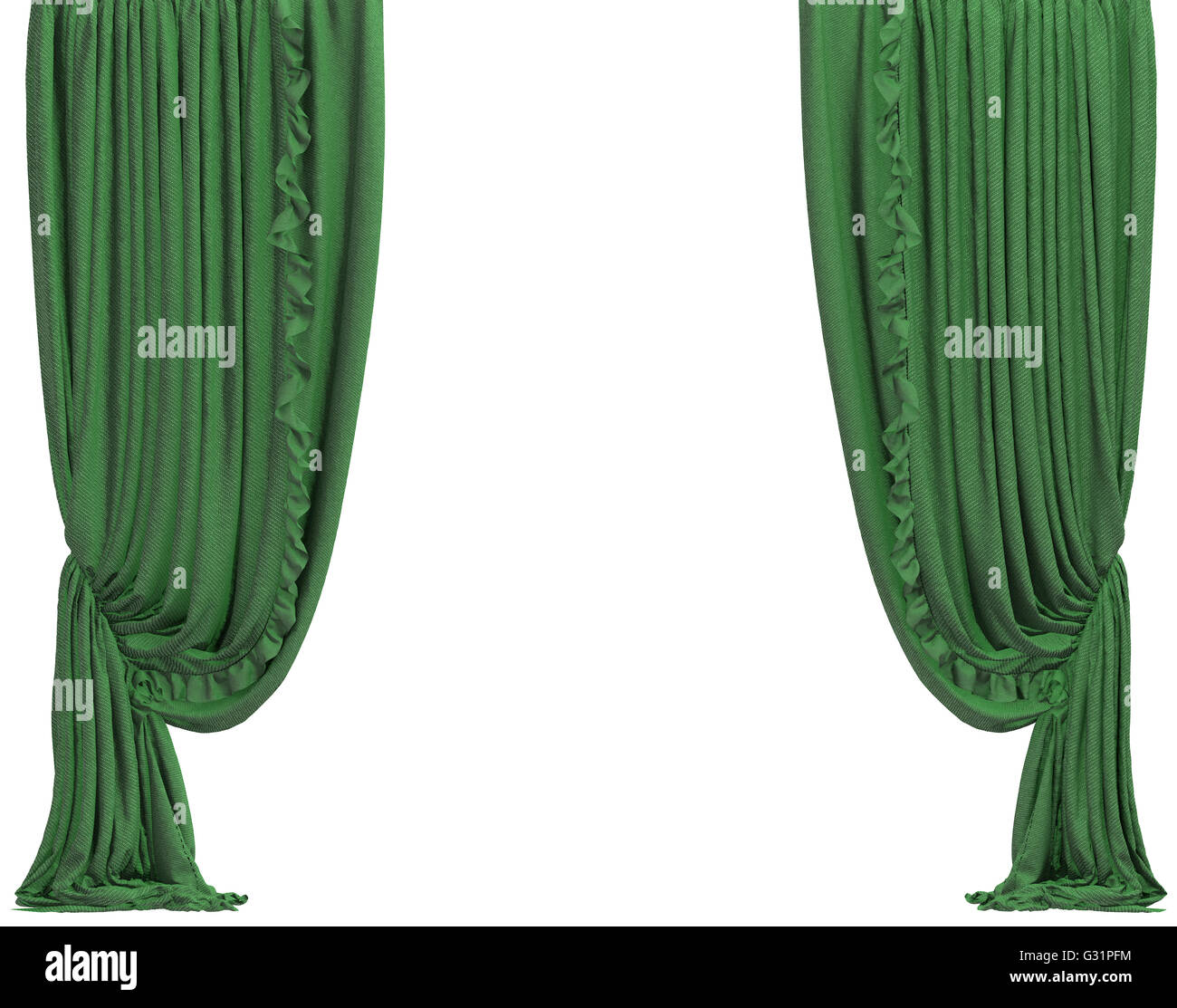 Fabric curtain. Isolated on white background include clipping path. 3D illustration Stock Photo