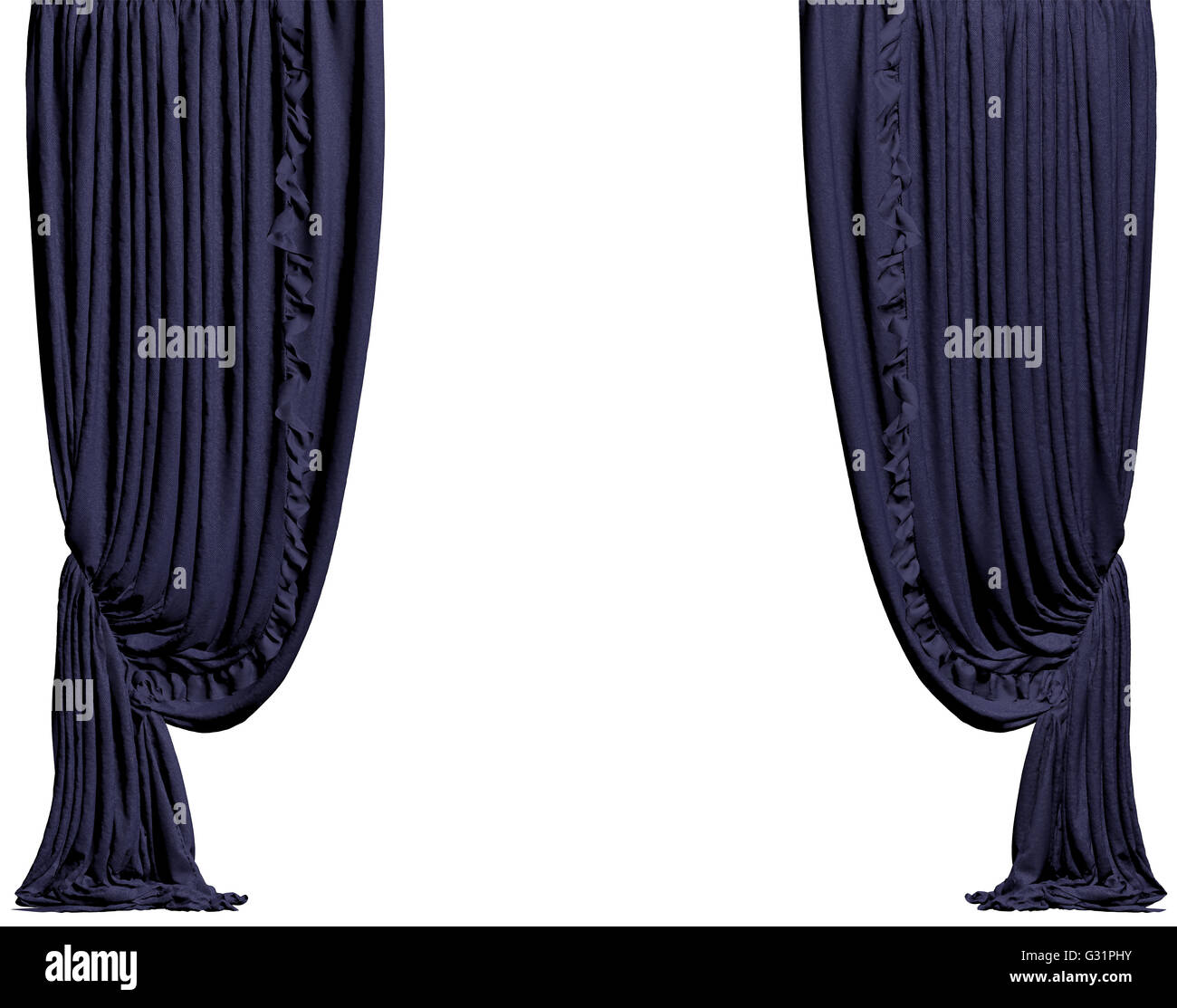 Fabric curtain. Isolated on white background include clipping path. 3D