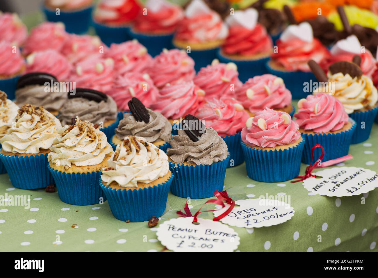 Cupcake for sale at a vintage fayre Stock Photo