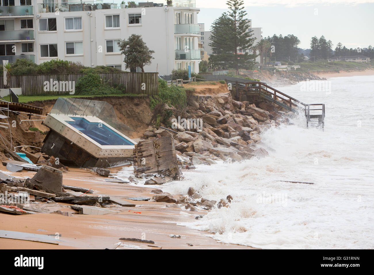 Sydney, Australia. 06th June, 2016. Sydney storms king tides and huge waves at Collaroy beach