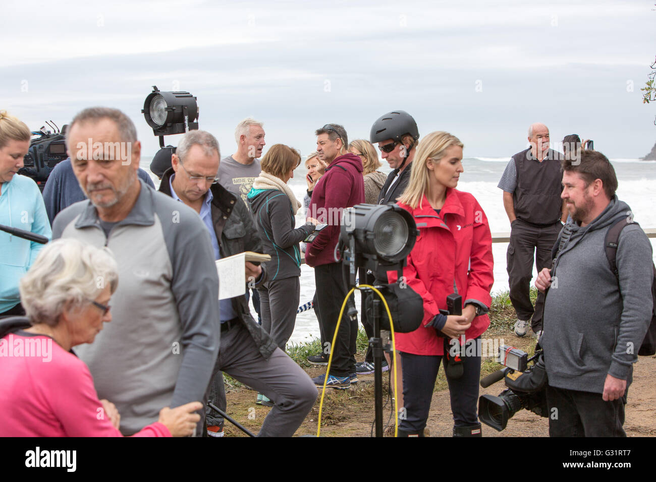 Collaroy Beach coastline Sydney, Australia. 06th June, 2016. Police and Australian national media attend the scene at Collaroy Beach Sydney after huge ocean surf waves and king tides pounded the coastline and damaged homes and property Credit:  model10/Alamy live news Stock Photo