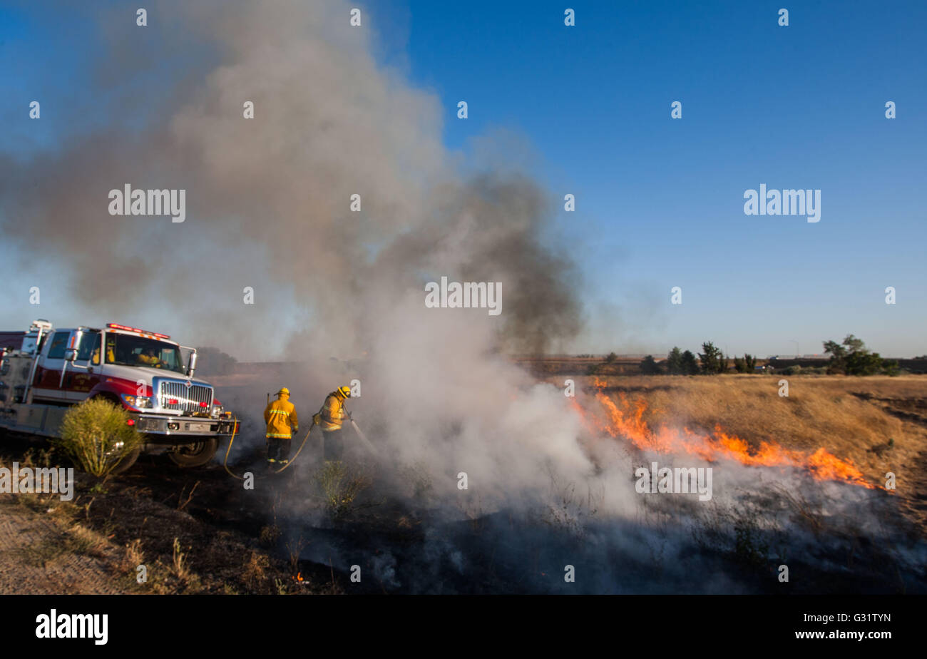 Keyes, CA, USA. 5th June, 2016. Keyes Fire Department held a wildland fire training with Denair