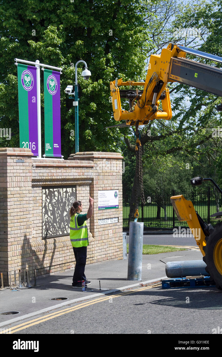 Wimbledon London, UK. 06th June, 2016. Bollards are placed outside the All England Club in preparation for the 2016 Wimbledon Tennis Championships Credit:  amer ghazzal/Alamy Live News Stock Photo