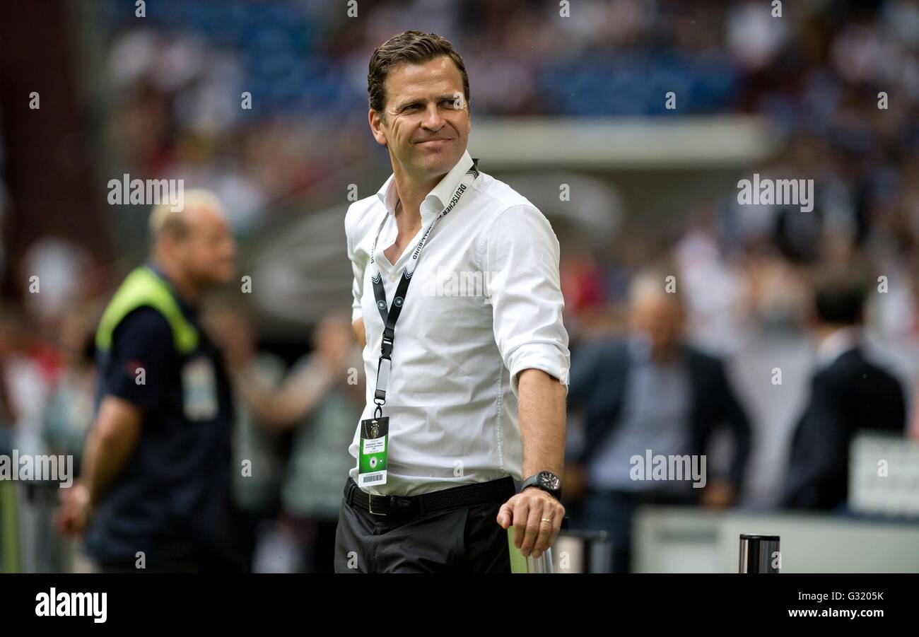 Gelsenkirchen, Germany. 04th June, 2016. Germany's team manager Oliver Bierhoff at the international soccer friendly match between Germany and Hungary at the Veltins Arena in Gelsenkirchen, Germany, 04 June 2016. Photo: THOMAS EISENHUTH/dpa - NO WIRE SERVICE -/dpa/Alamy Live News Stock Photo